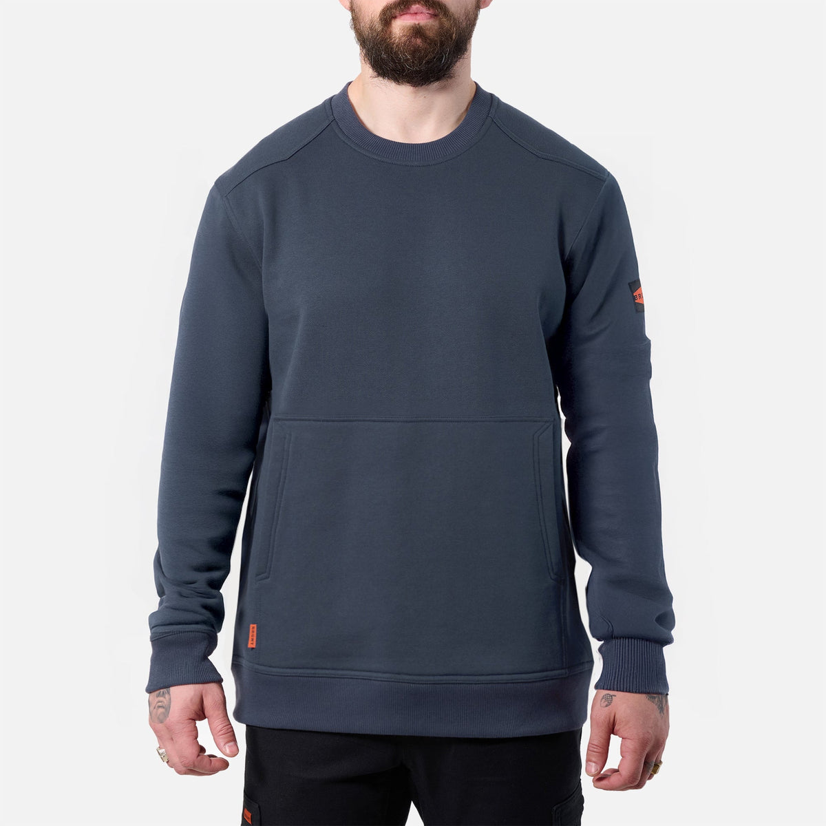 View 1 front of the BRUNT water resistant midweight crewneck in navy blue * 0