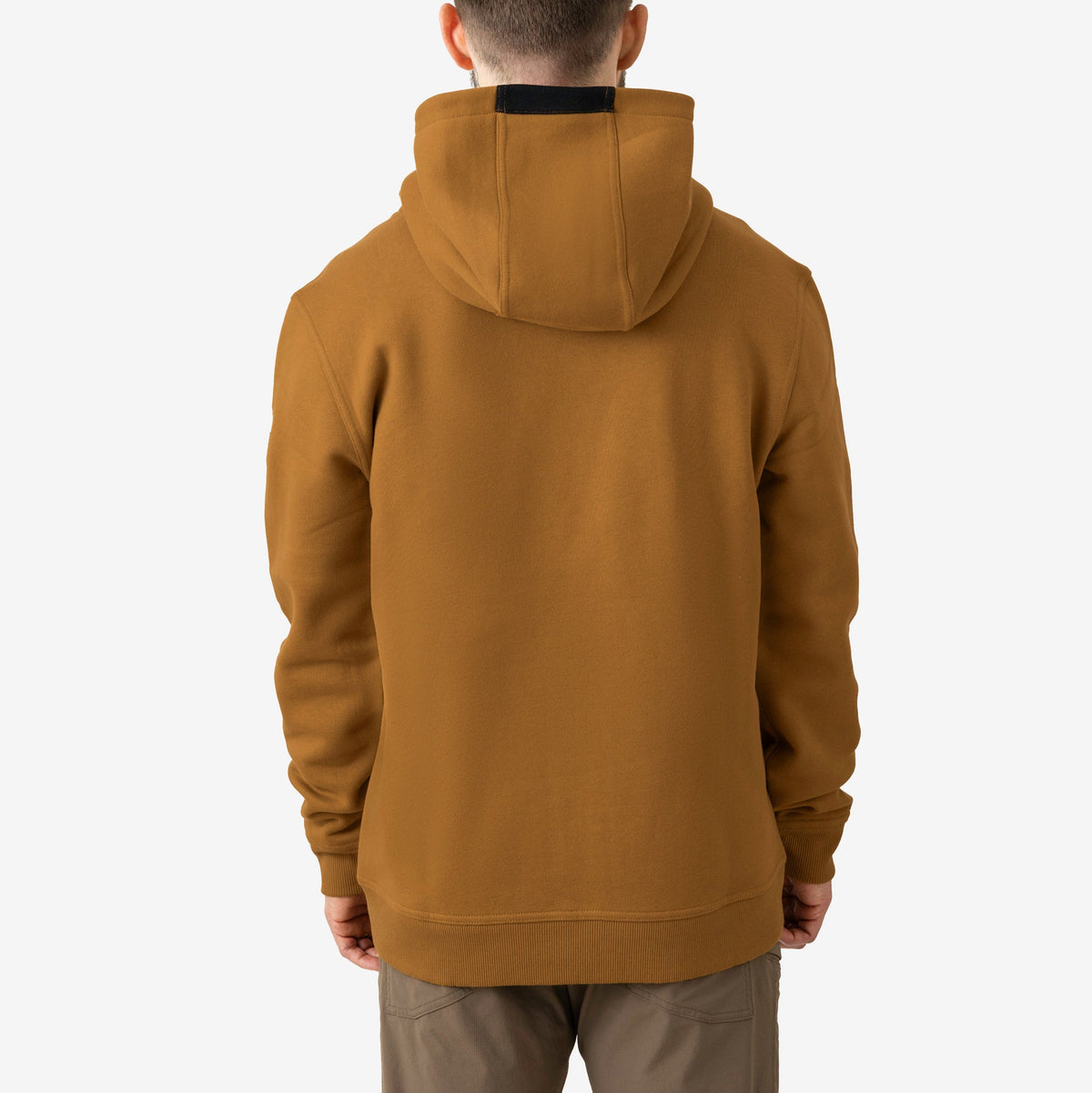 Back of the BRUNT water resistant shevlin work hoodie in saddle