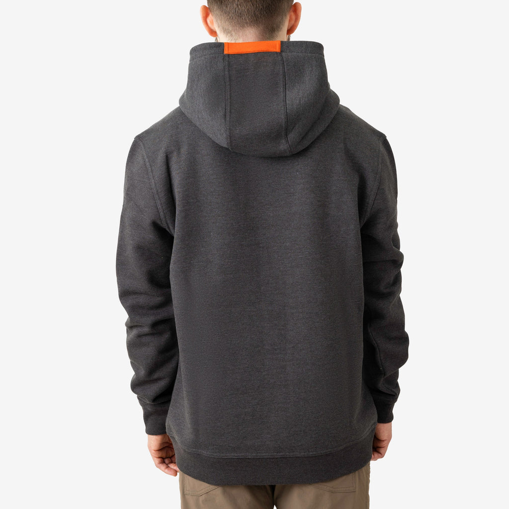 Back of the BRUNT water resistant shevlin work hoodie in dark grey heather