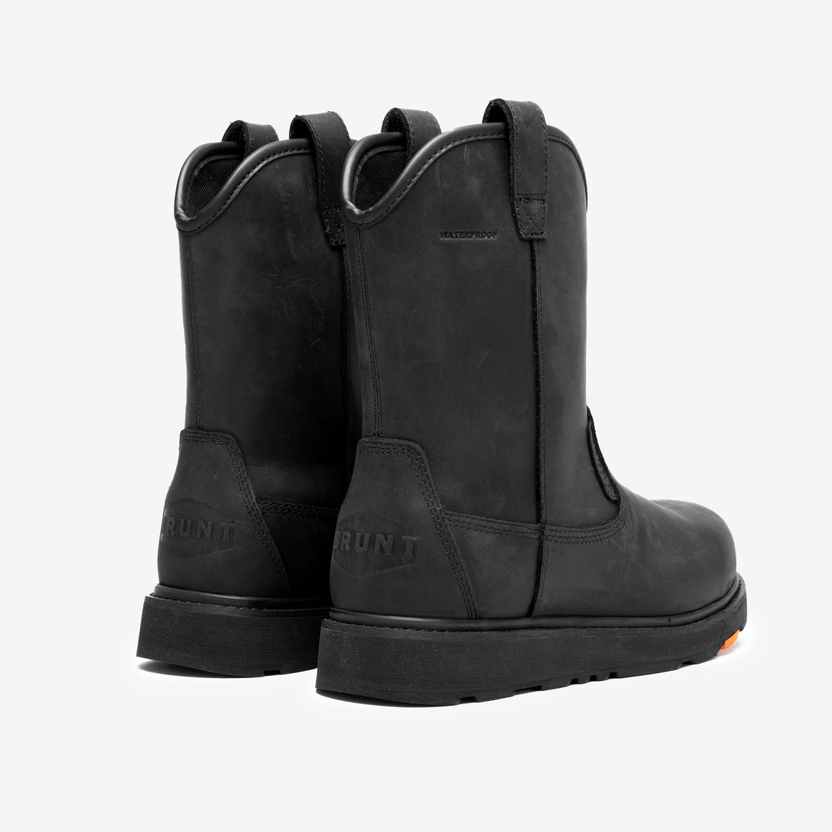 45 degree angle of the back BRUNT 9 inch waterproof composite toe roper bolduc work boot in black