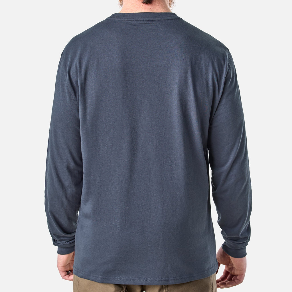 Back of the BRUNT high quality long sleeve pocket tee in navy blue * 5