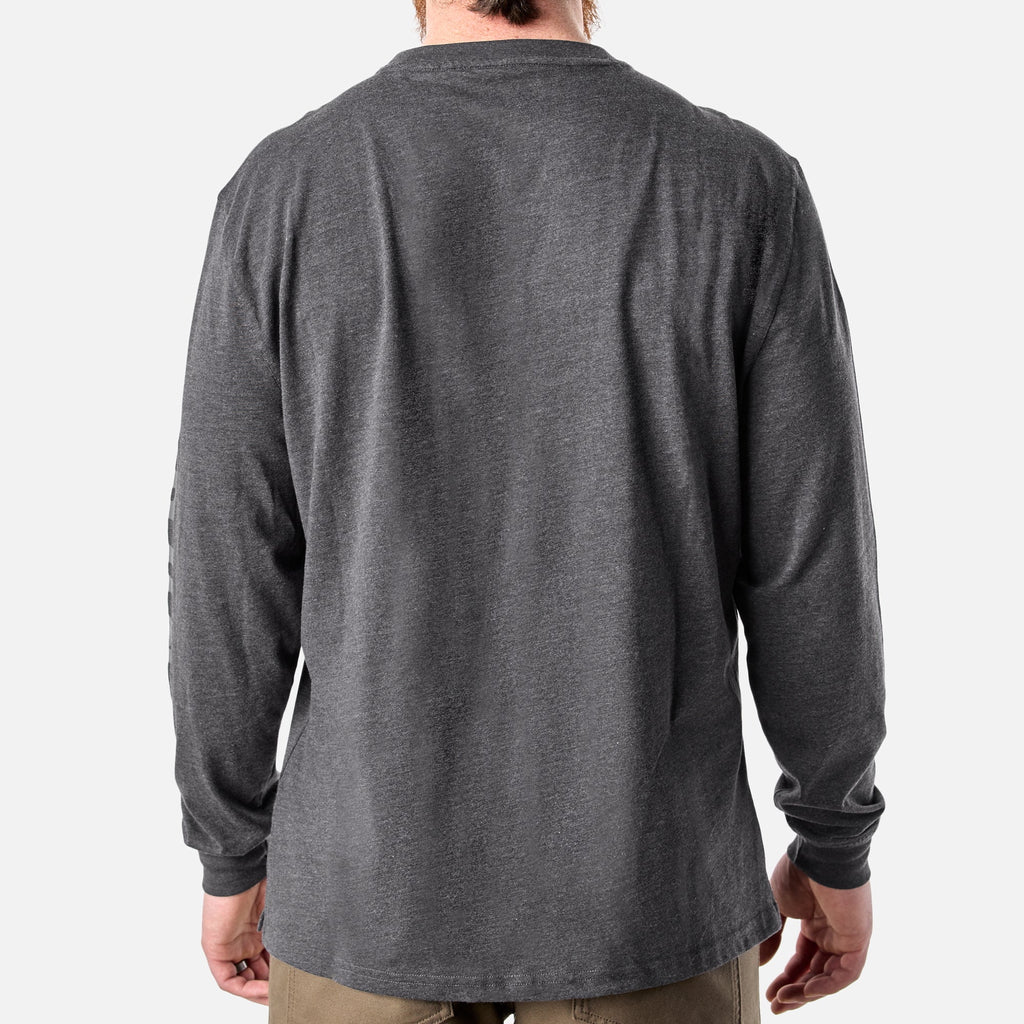 Back of the BRUNT high quality long sleeve pocket tee in dark grey heather * 4