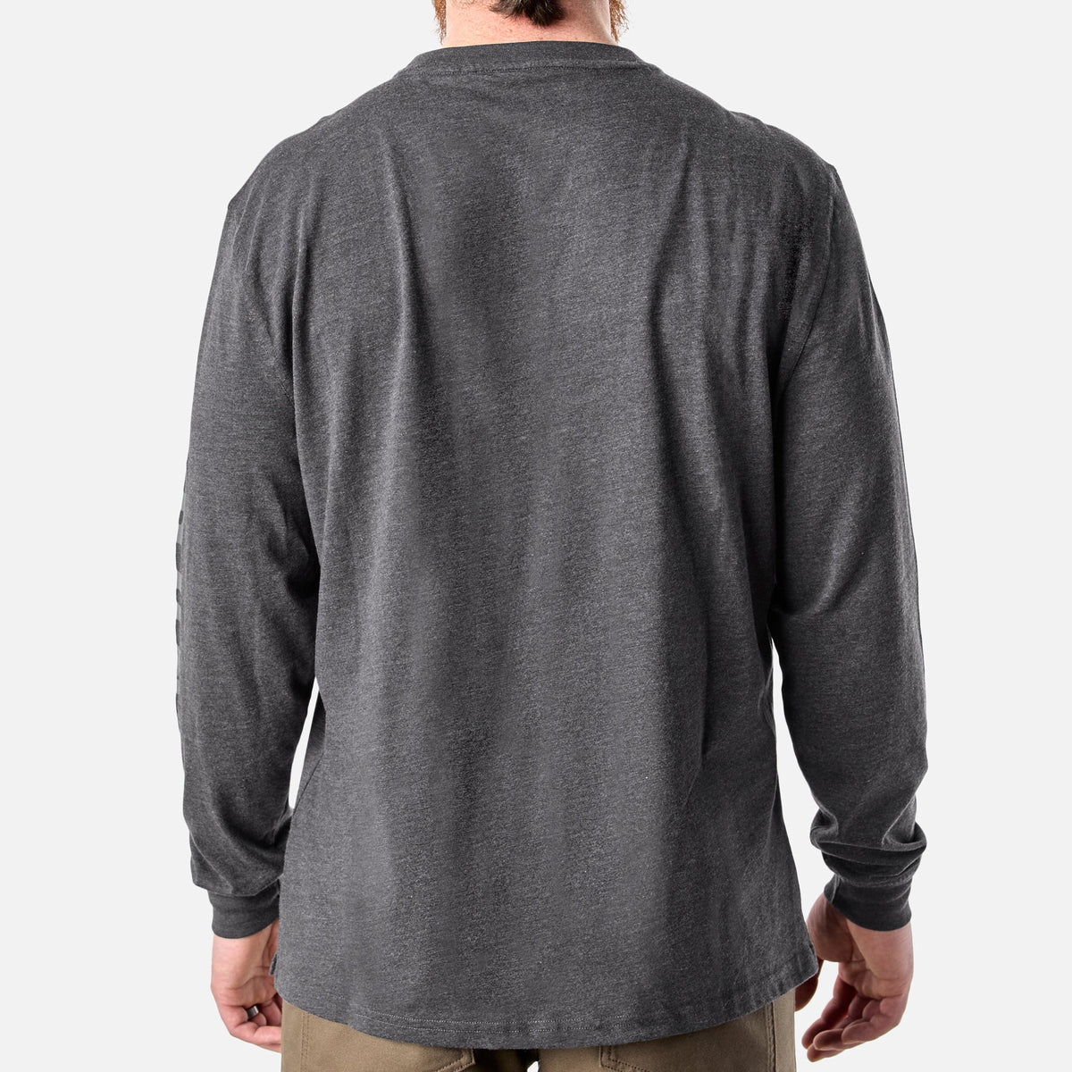 Back of the BRUNT high quality long sleeve pocket tee in dark grey heather * 4