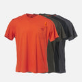 Front of the BRUNT high quality short sleeve pocket tee in BRUNT orange, army green, black and dark grey