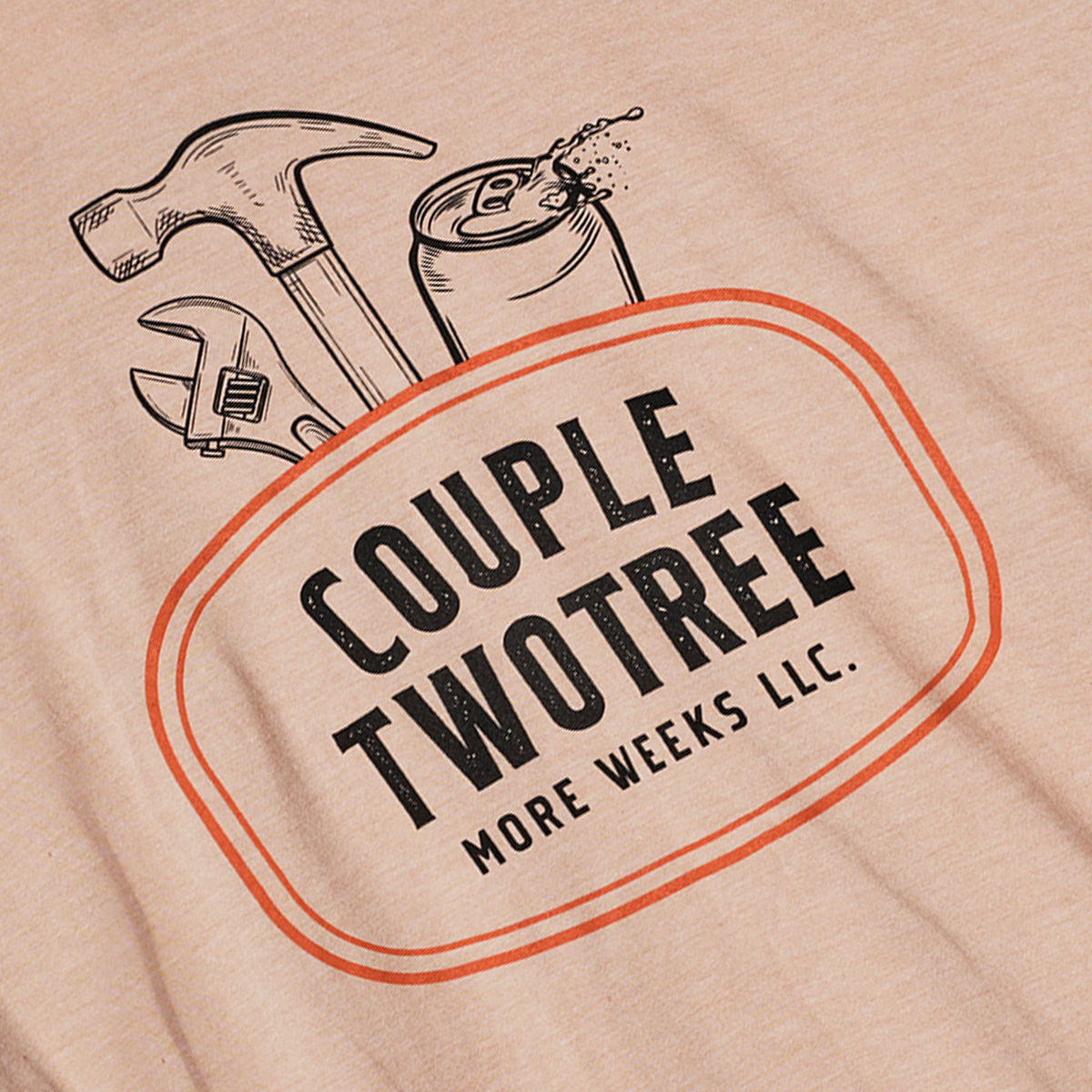View 2 graphic of the BRUNT high quality t-shirt in desert tan with couple two tree graphic on back * 0