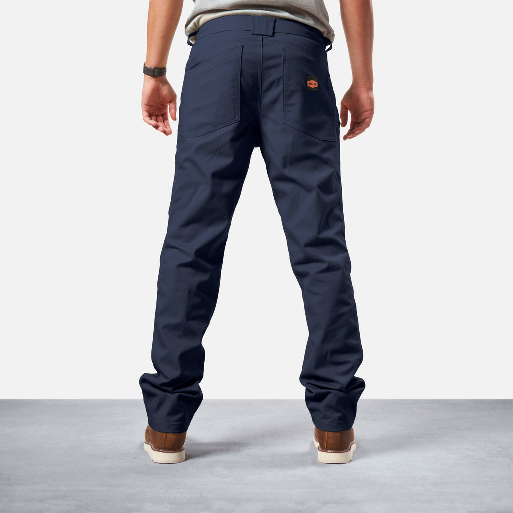 Back of BRUNT water resistant stretch torra work pant in dark navy * 0
