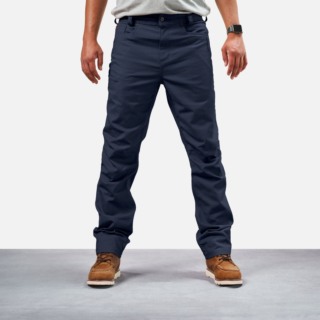 Front of BRUNT water resistant stretch torra work pant in dark navy