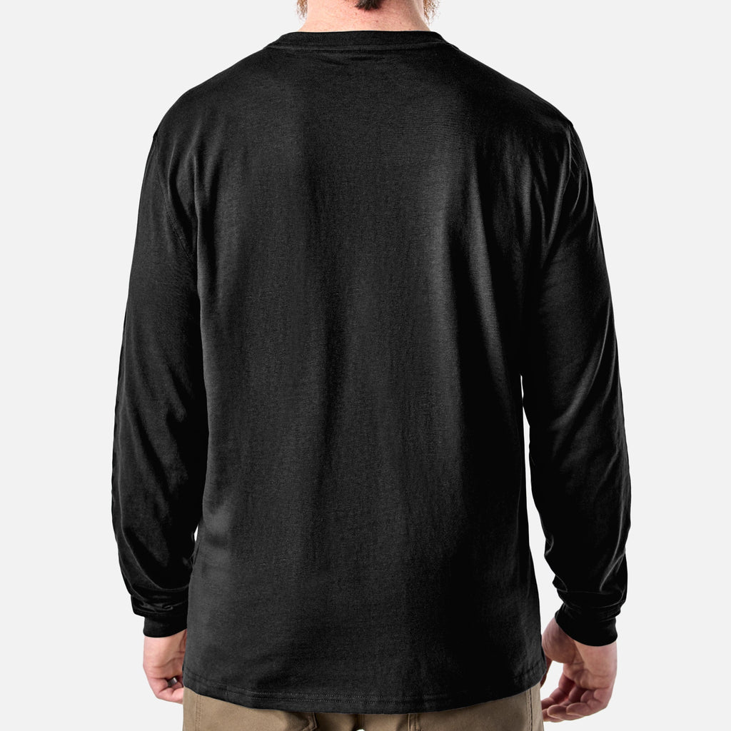 Back of the BRUNT high quality long sleeve pocket tee in black * 1
