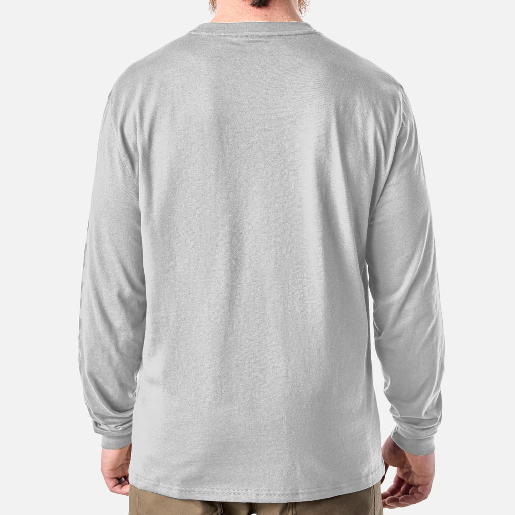Back of the BRUNT high quality long sleeve pocket tee in light grey heather * 0