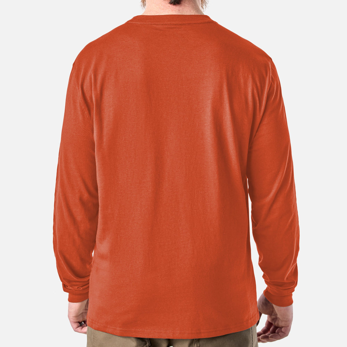 Back of the BRUNT high quality long sleeve pocket tee in BRUNT orange * 3