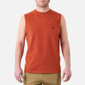 View 1 front of the BRUNT comfortable sleeveless pocket tee in BRUNT orange * 1