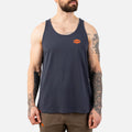View 1 front of the BRUNT comfortable work tank top in navy blue