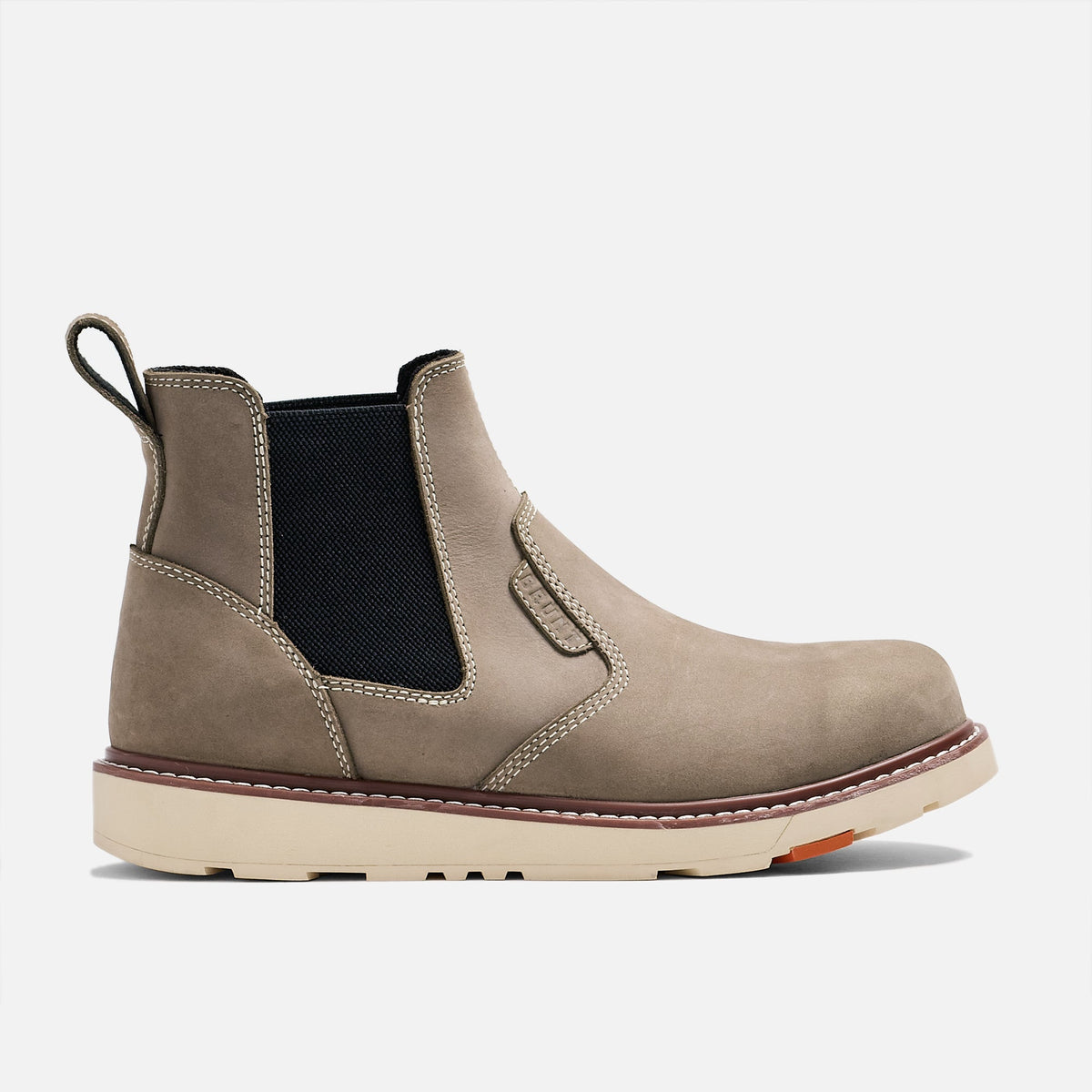 Right side of the BRUNT 6 inch water-resistant slip-on composite toe ohman work boot in light grey