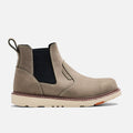 Rright side of the BRUNT 6 inch water-resistant slip-on ohman work boot in light grey