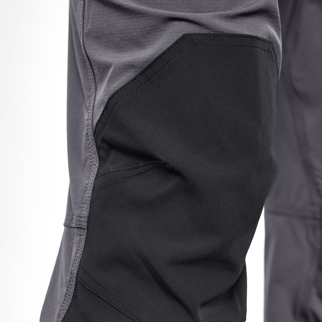View 2 articulated, double layer knee of BRUNT water resistant durable breathable work pant in charcoal/black