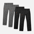 Four of the BRUNT water resistant double knee cargo pants in charcoal and black