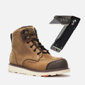 BRUNT 6 inch waterproof reinforced composite toe marin work boot in brown and BRUNT box cutter