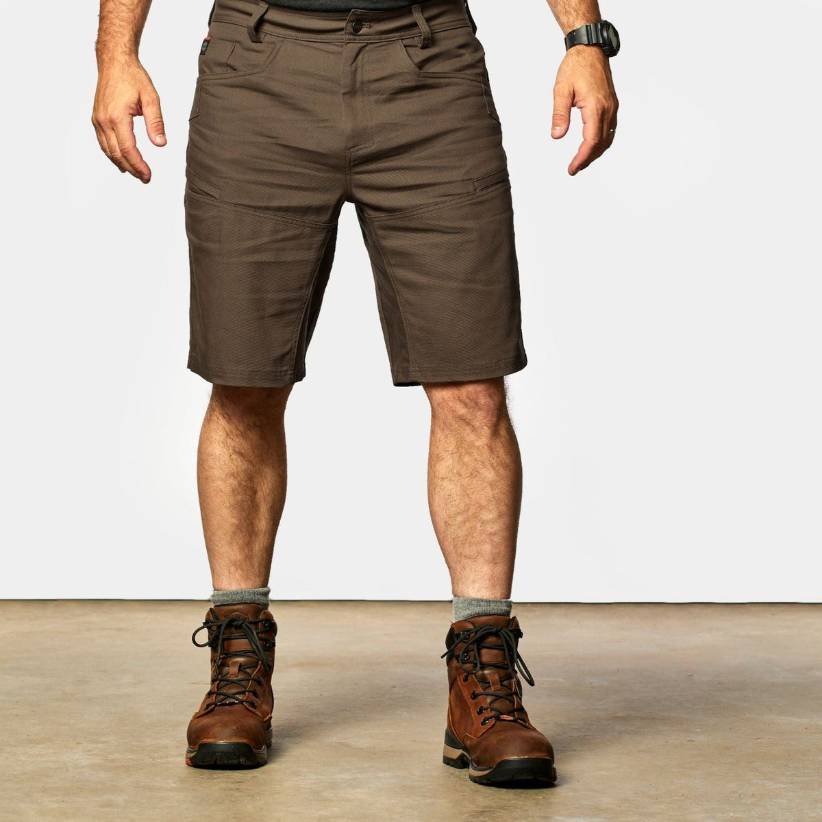 View 1 front of BRUNT abrasion resistant torra hd work shorts in brown * 0