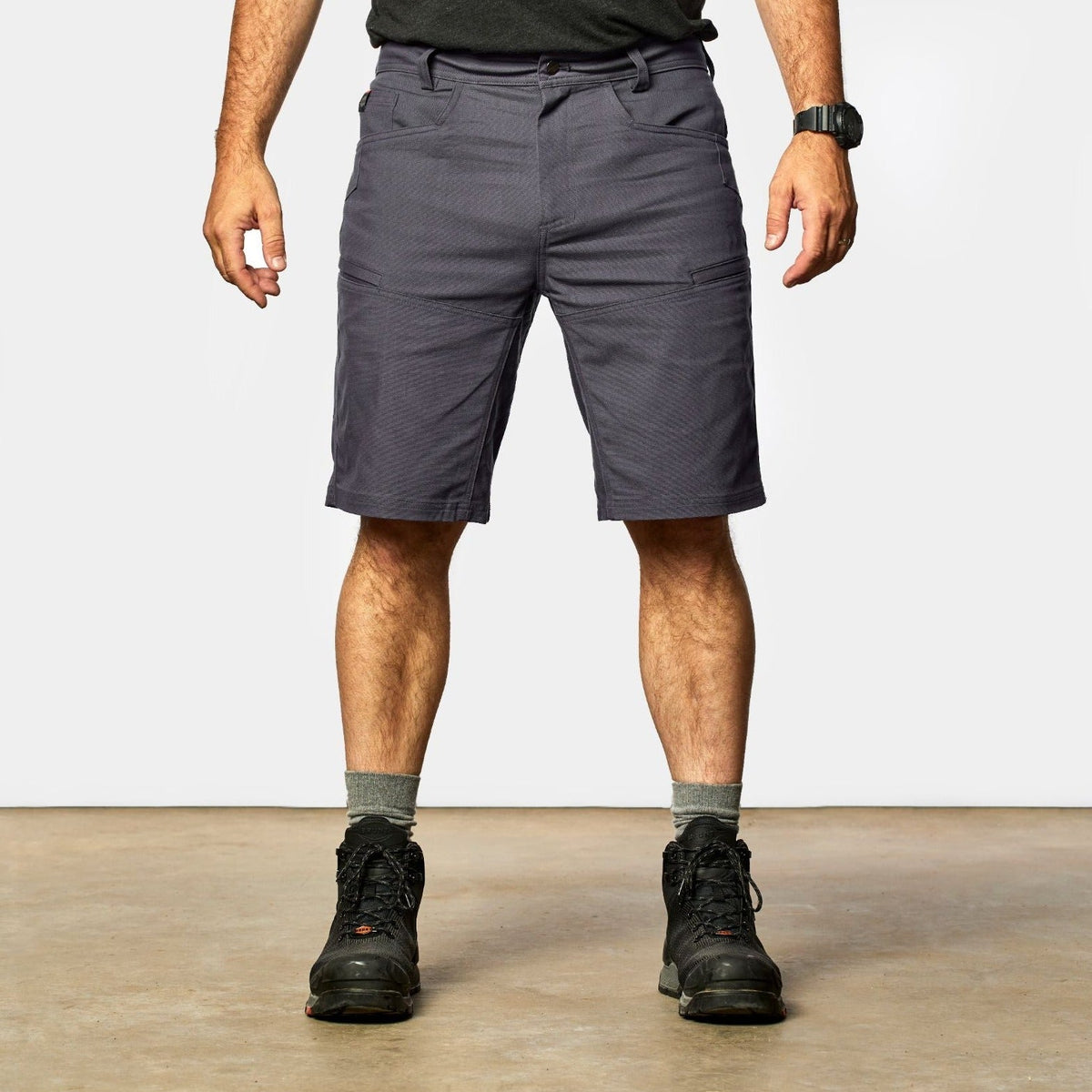 View 1 front of BRUNT abrasion resistant torra hd work shorts in charcoal * 2