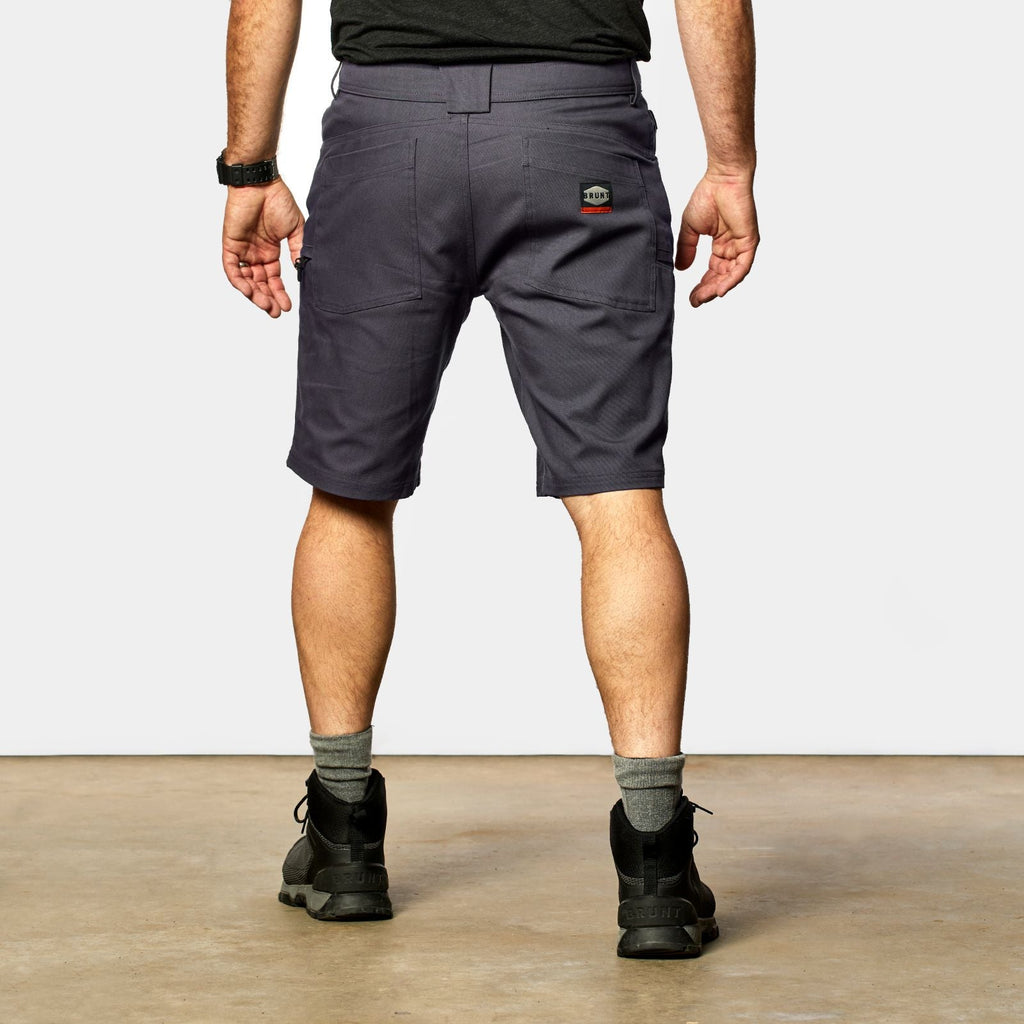 Back of BRUNT abrasion resistant torra hd work shorts in charcoal * 2