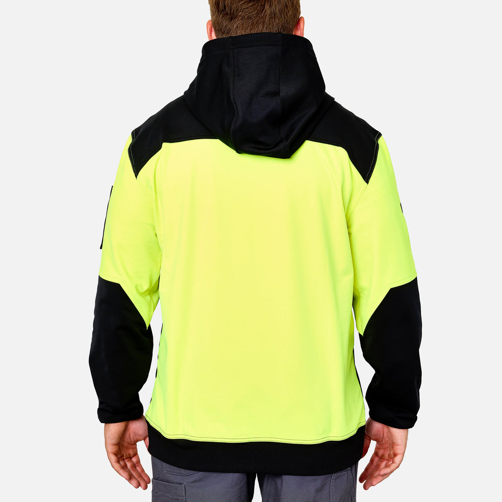 Back of the BRUNT light weight work hoodie in hi-vis yellow * 2