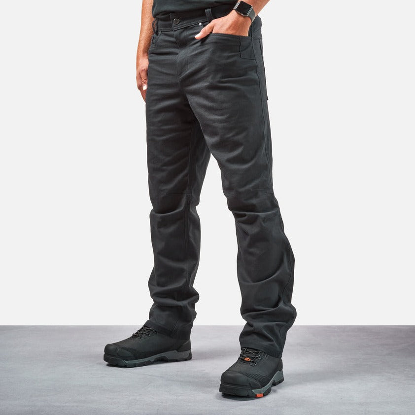 45 degree angle of front left side of BRUNT water resistant stretch torra work pant in black * 5