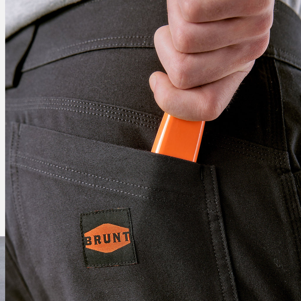 Back pocket of BRUNT water resistant double knee cargo pants in black * 1