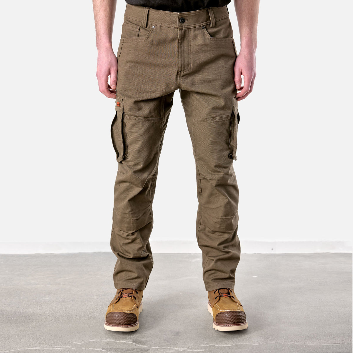View 1 front of BRUNT water resistant double knee cargo pants in brown * 2