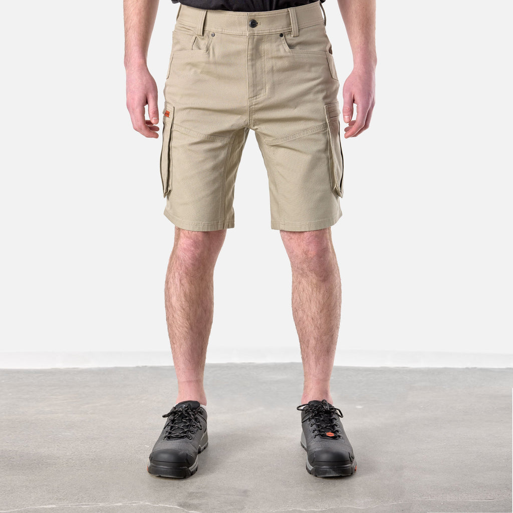 View 1 front of BRUNT abrasion resistant cargo work shorts in khaki * 0