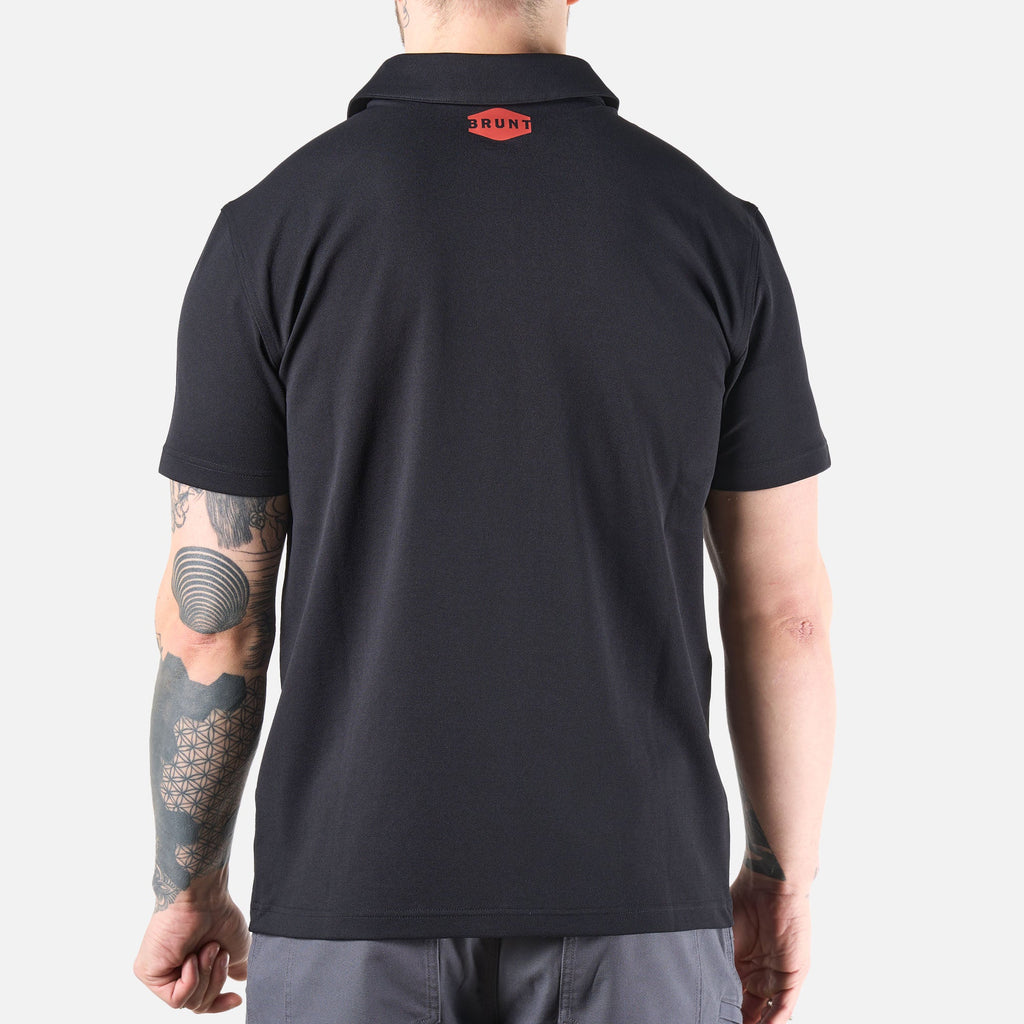 Back of the BRUNT lightweight breathable polo with UPF protection in black * 1