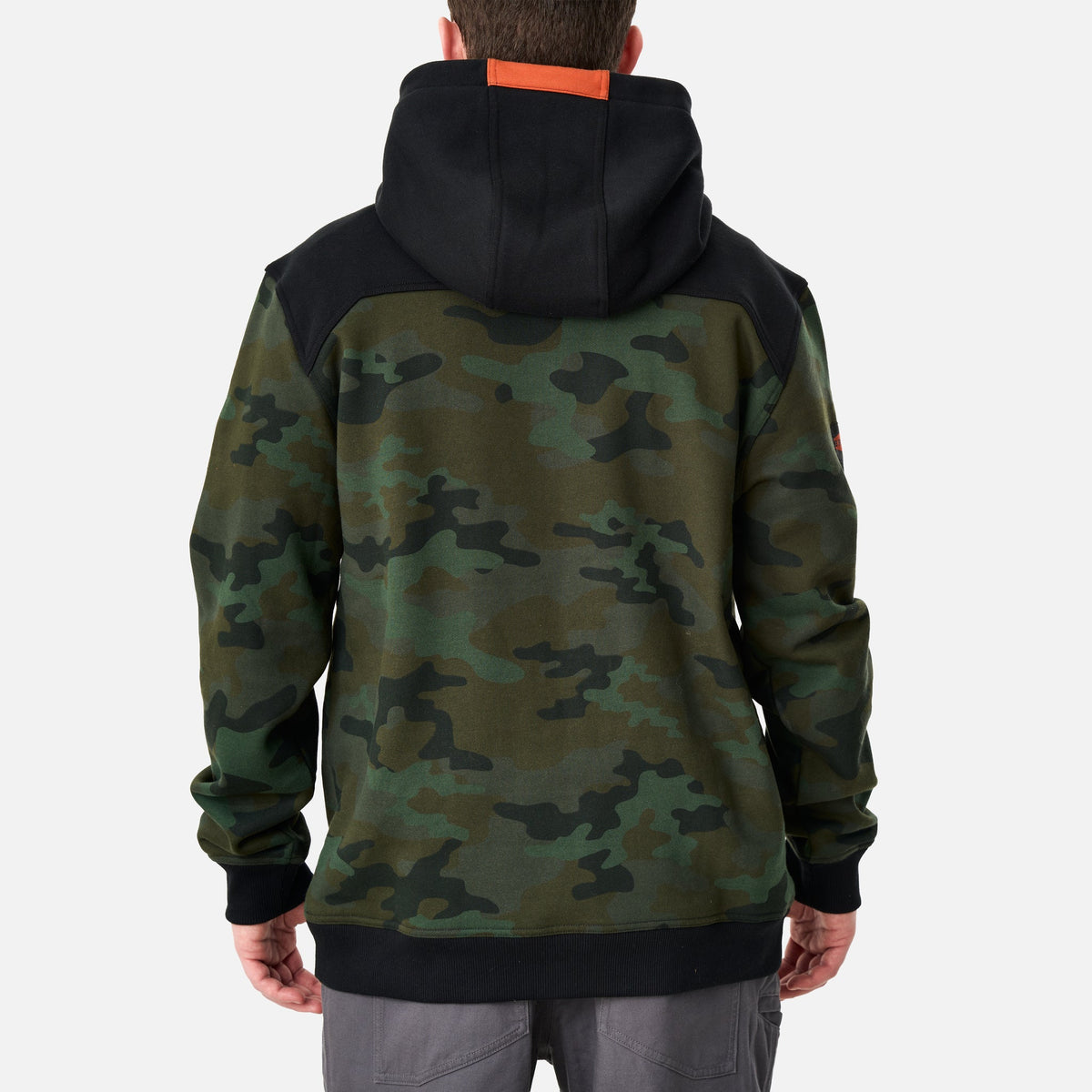 Back of the limited edition BRUNT water resistant shevlin work hoodie in green camo * 2