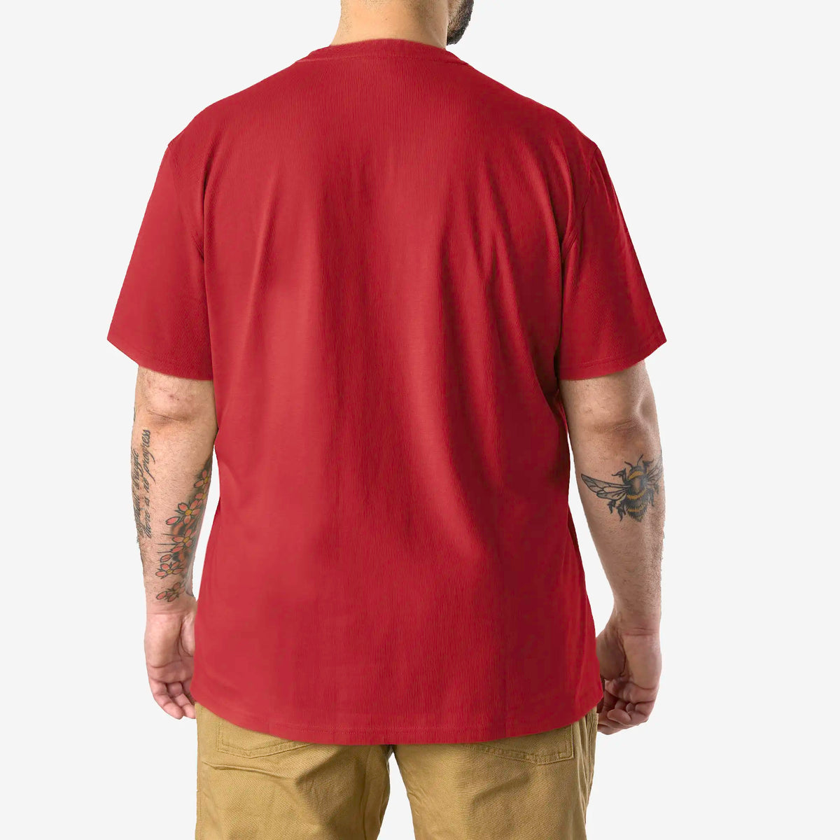 Back of the BRUNT high quality short sleeve pocket tee in red