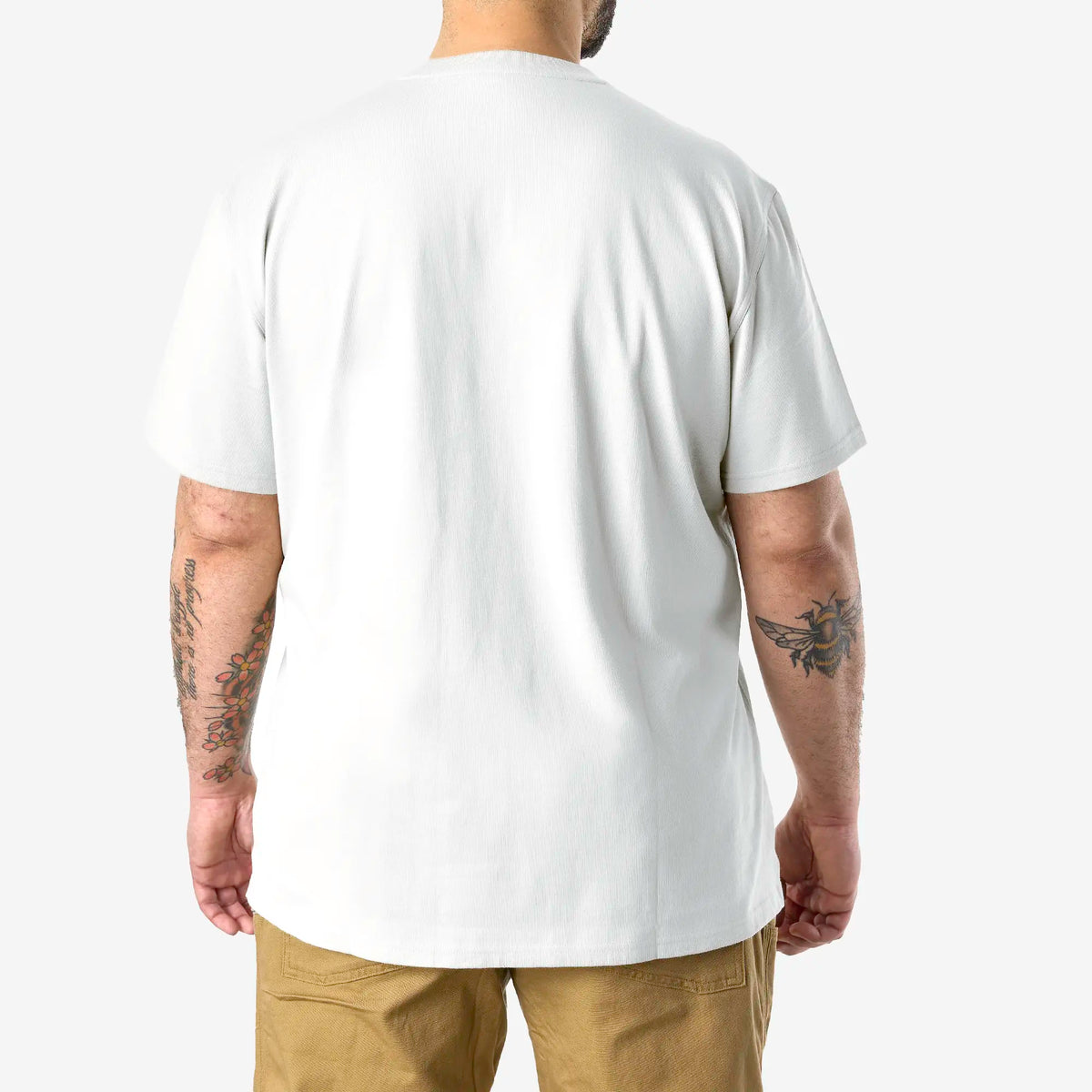 Back of the BRUNT high quality short sleeve pocket tee in white