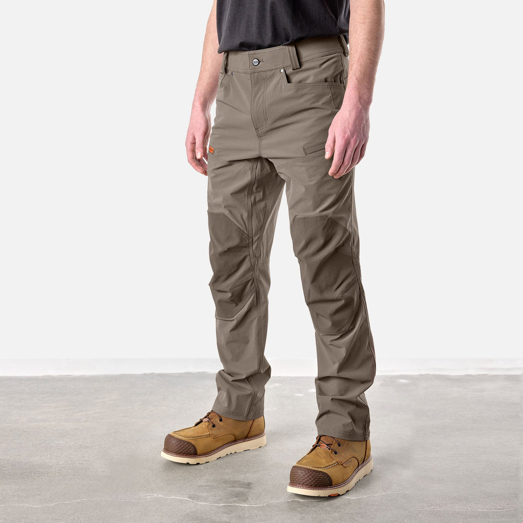 45 degree angle of front left side of BRUNT water resistant durable breathable work pant in brown * 1