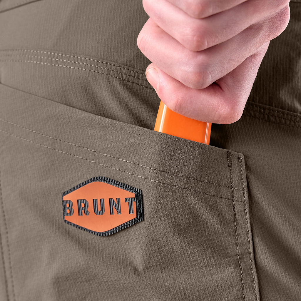 Back pocket of BRUNT water resistant durable breathable work pant in brown * 1