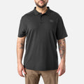 View 1 front of the BRUNT lightweight breathable ventilated tech polo with UPF protection in black * 0 