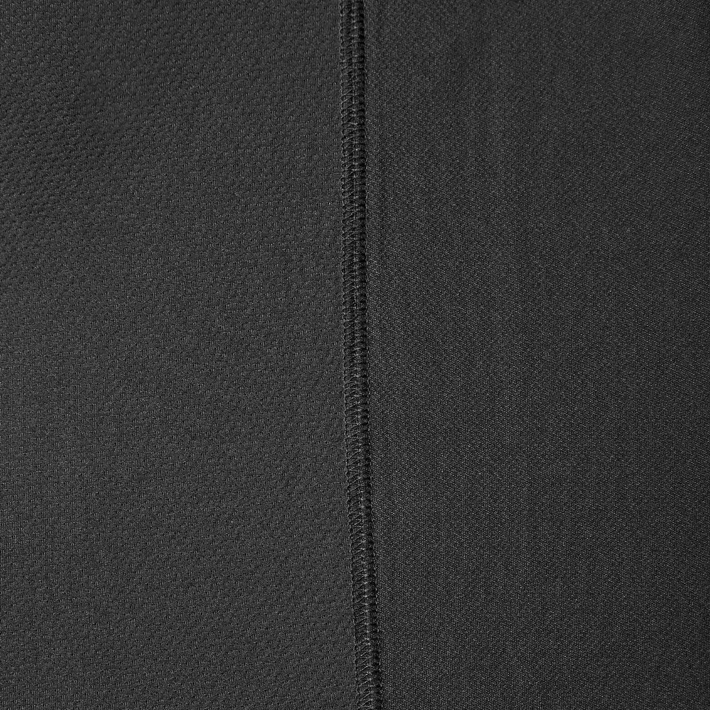 Close up of ventilation panel of the BRUNT lightweight breathable ventilated tech polo with UPF protection in black * 0