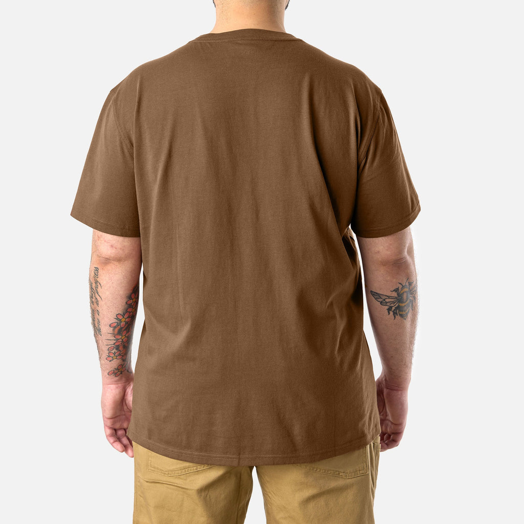 Back of the BRUNT high quality short sleeve pocket tee in mud brown * 5