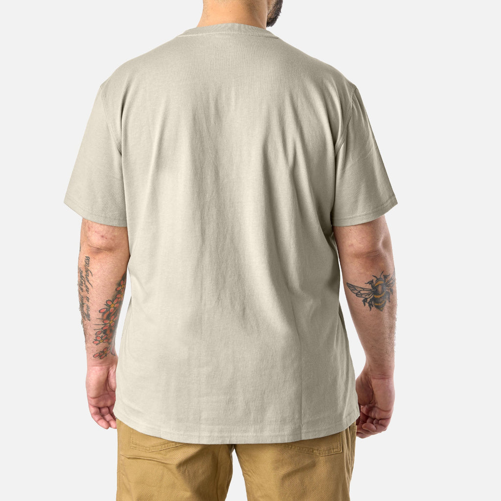 Back of the BRUNT high quality short sleeve pocket tee in khaki * 7