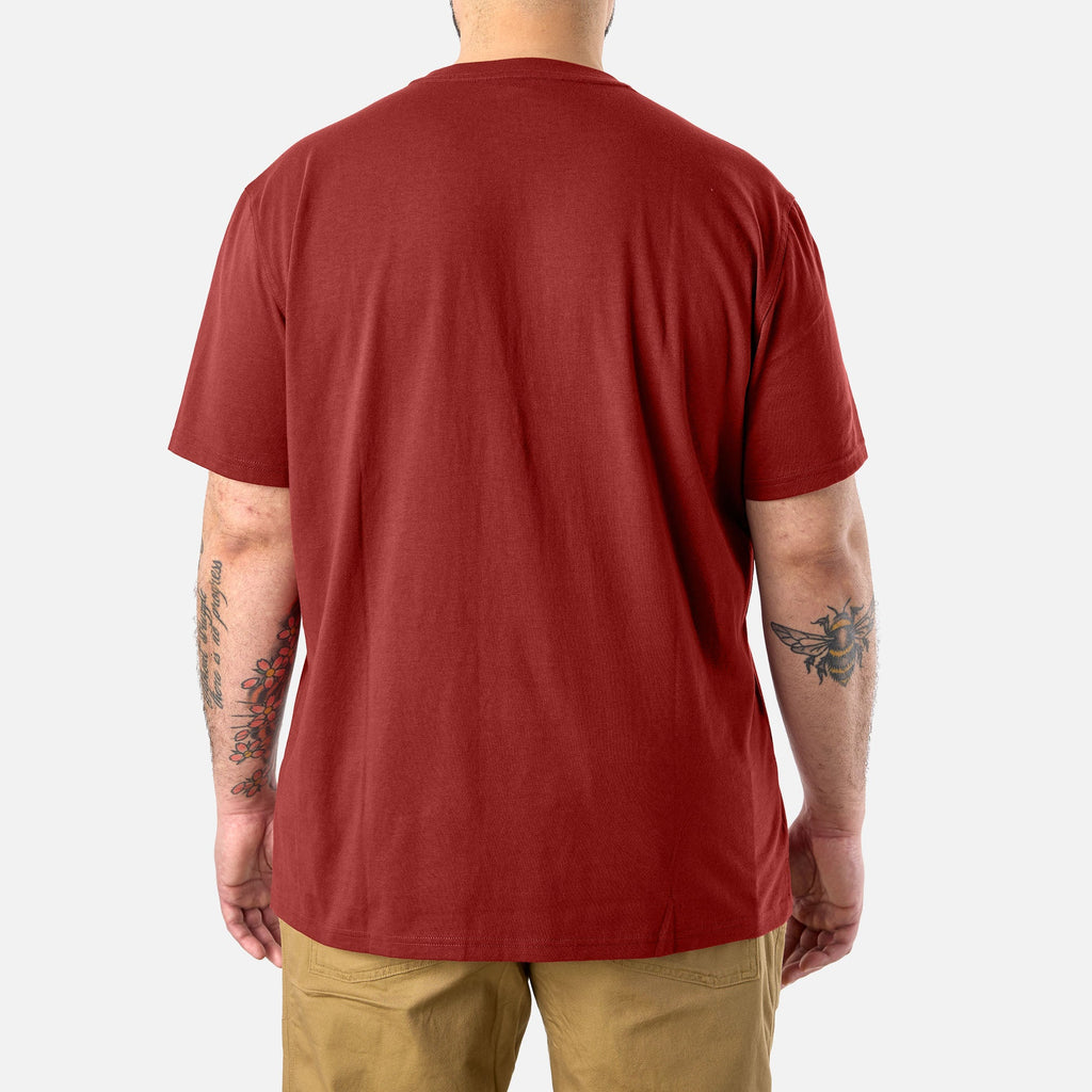 Back of the BRUNT high quality short sleeve pocket tee in brick red * 6