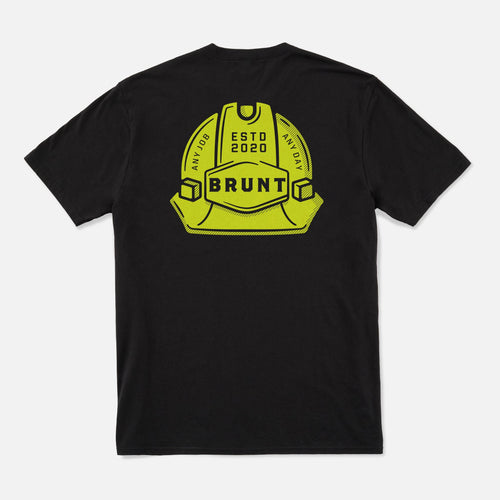 View 1 back of the BRUNT high quality t-shirt in black with helmet graphic on back * # LIMITED EDITION