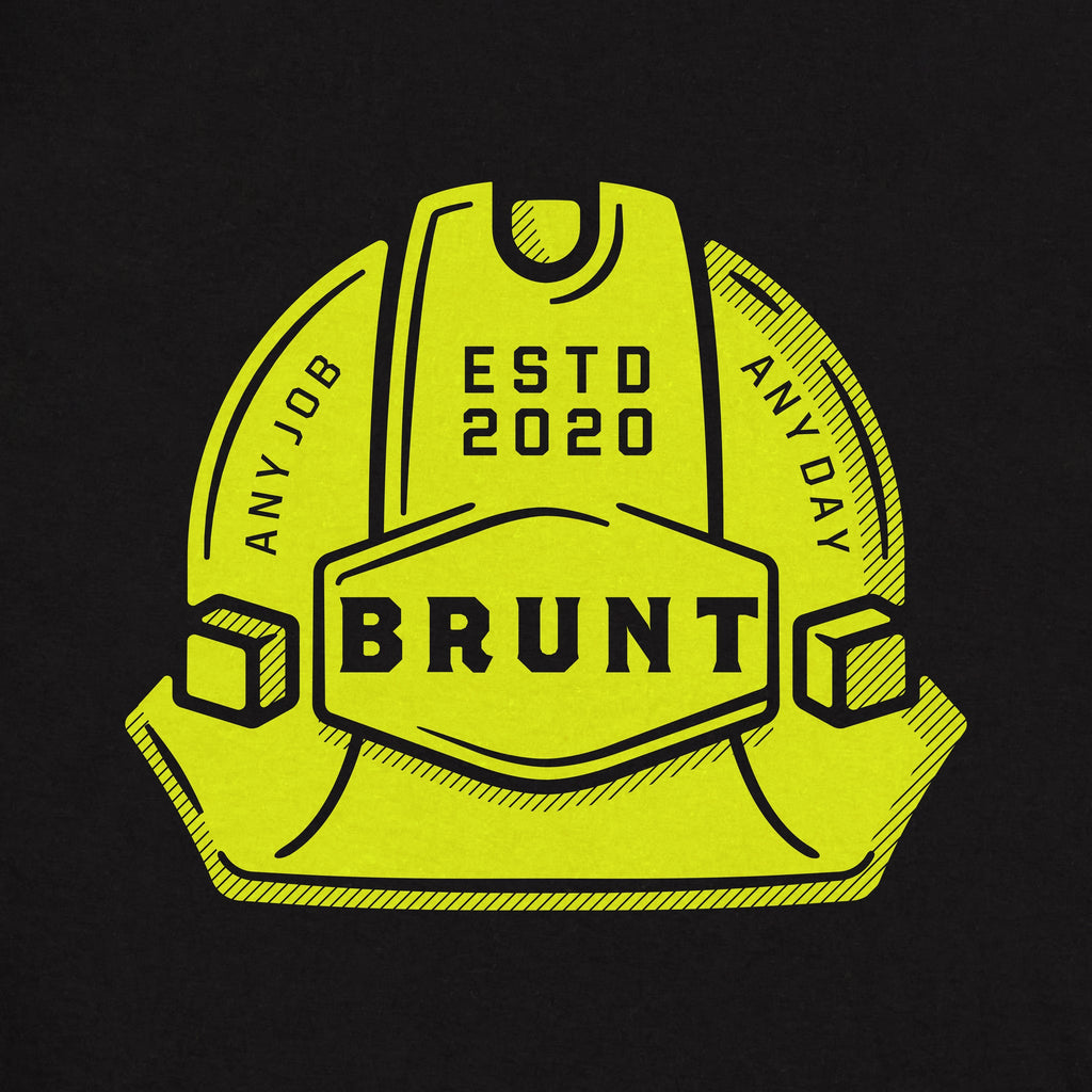 View 2 of the BRUNT high quality t-shirt in black with helmet graphic on back