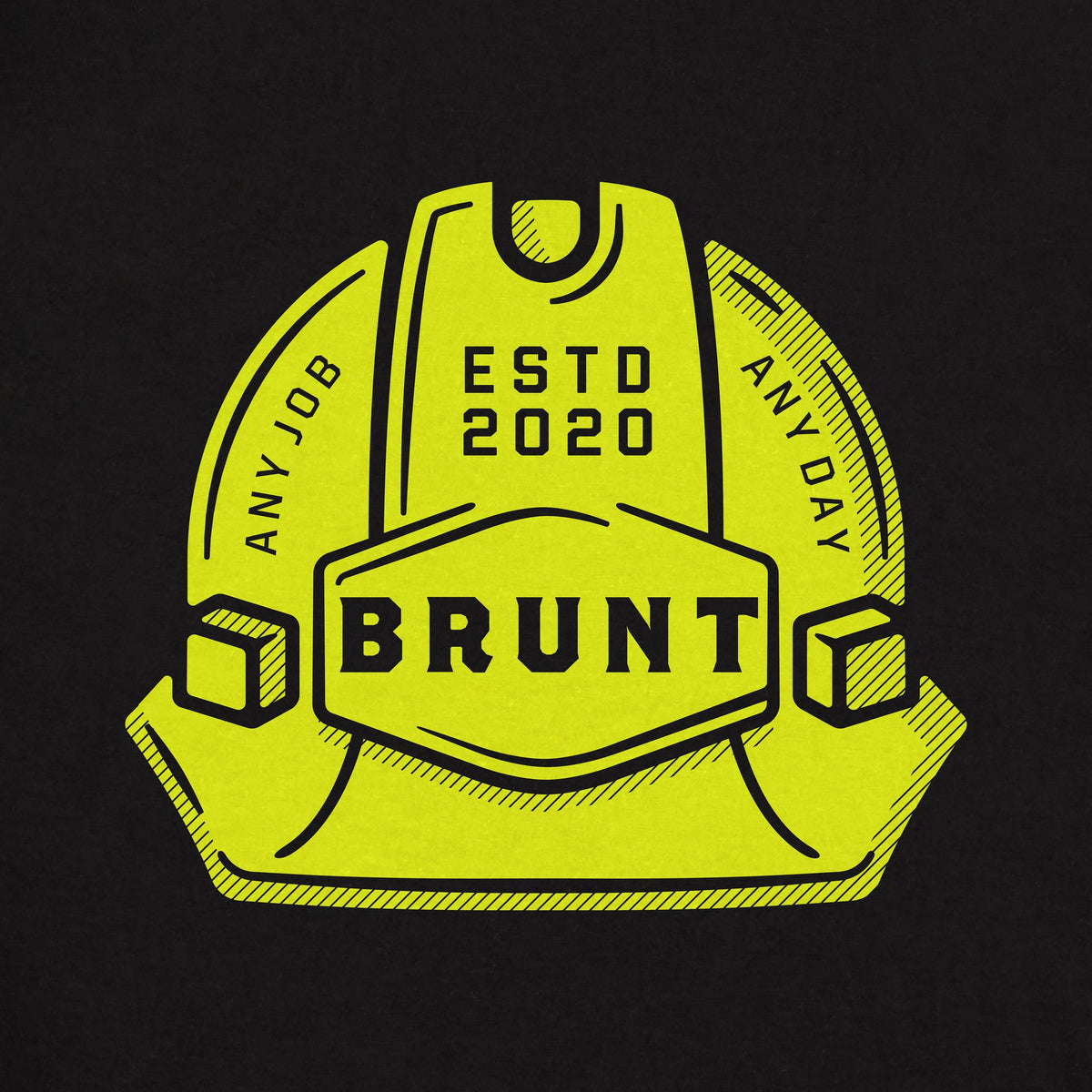 View 2 of the BRUNT high quality t-shirt in black with helmet graphic on back