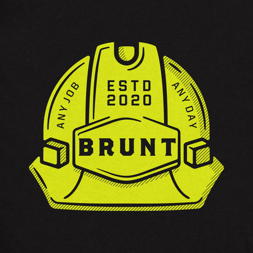 View 2 of the BRUNT high quality t-shirt in black with helmet graphic on back