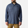View 1 front of BRUNT lightweight quarter zip sun shirt with UPF protection in blue heather * 3