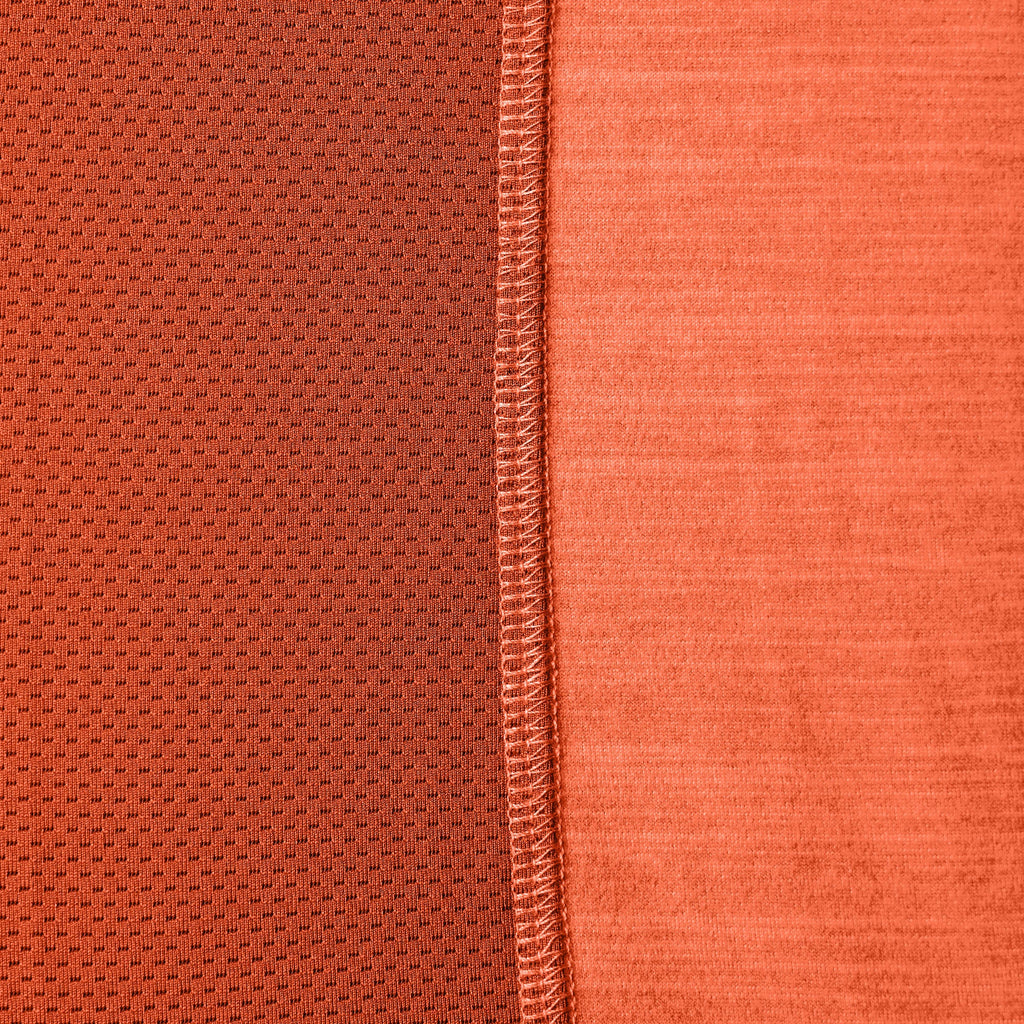 Close up of breathable mesh of the BRUNT lightweight quarter zip sun shirt with UPF protection in BRUNT orange * 0