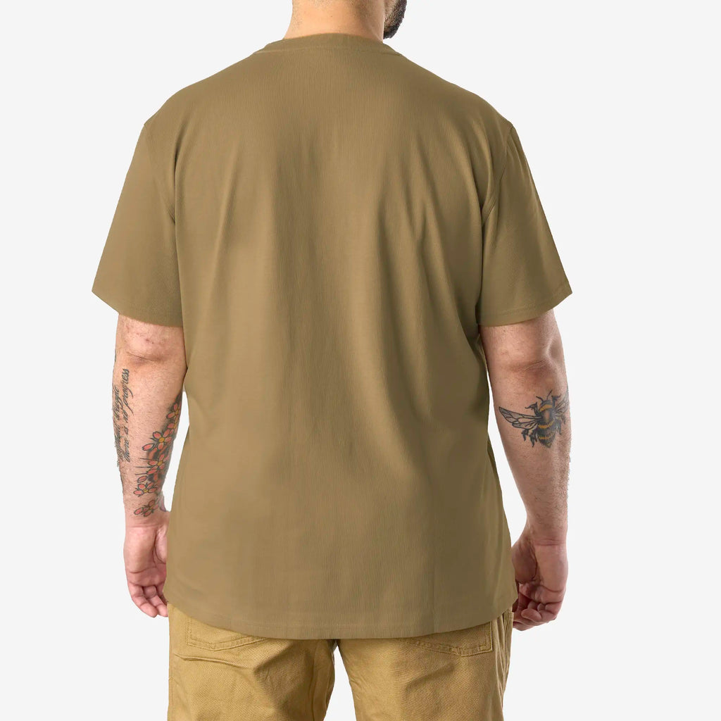 Back of the BRUNT high quality short sleeve pocket tee in tan