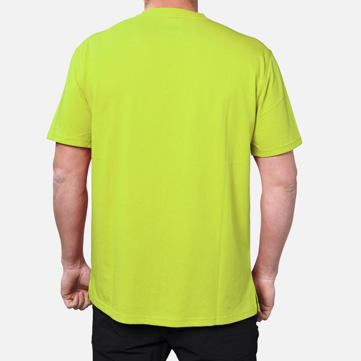 Back of the BRUNT high quality short sleeve pocket tee in hi vis yellow * 4