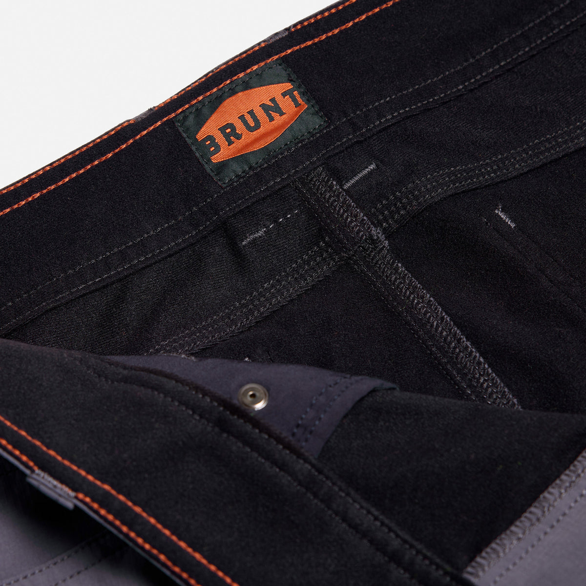 Inside lining of the BRUNT water-resistant lightweight lined costello work pant in charcoal