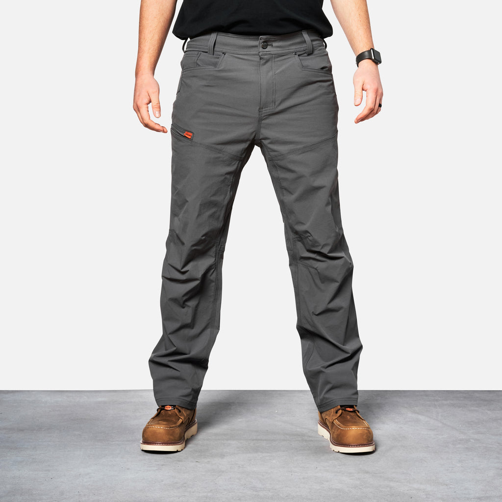 Front of BRUNT water-resistant lightweight lined costello work pant in charcoal